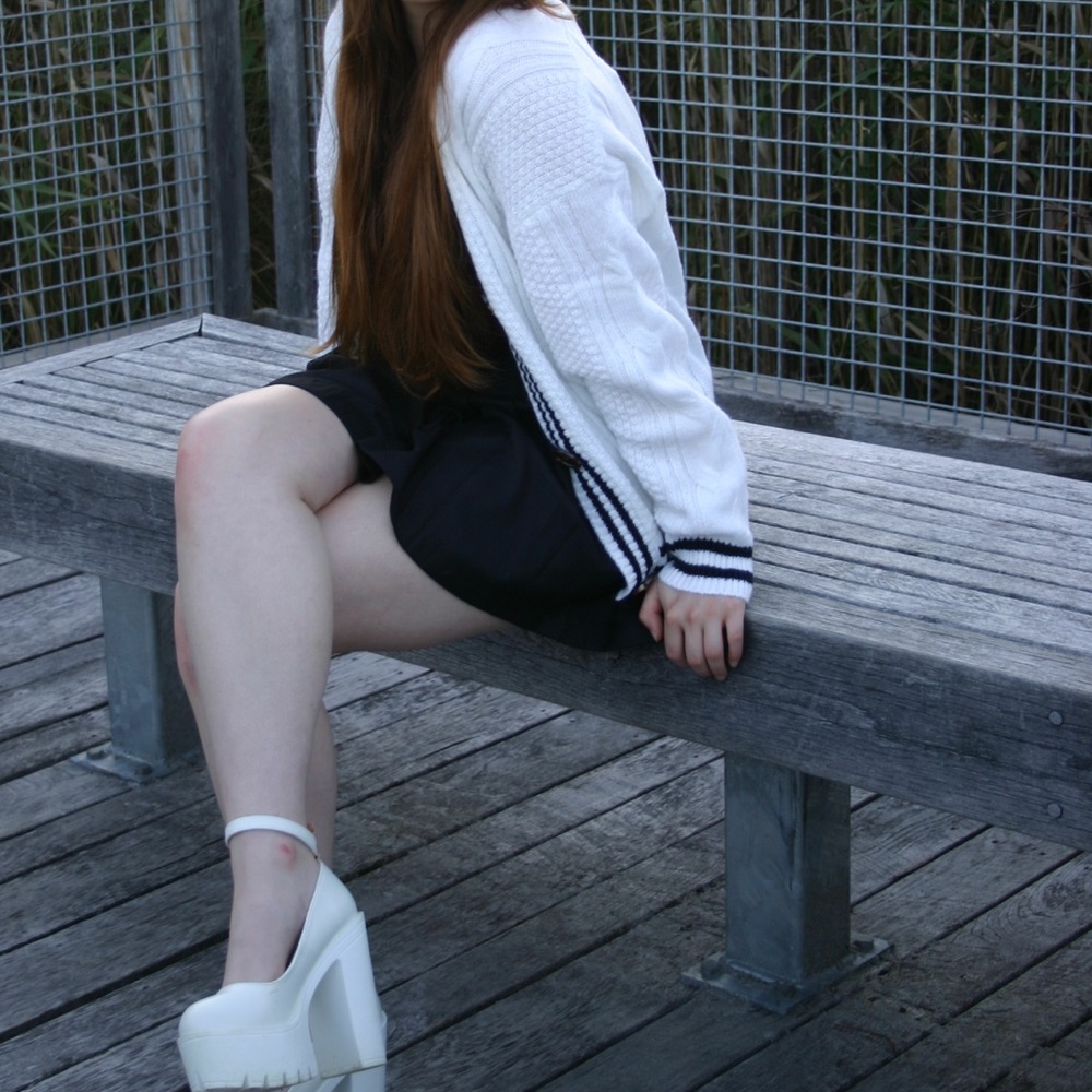 White & black sweater